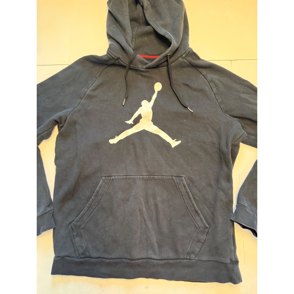Jordan‎ Mens Jumpman Pullover Hoodie Black White Graphic Fleece Sweatshirt Large